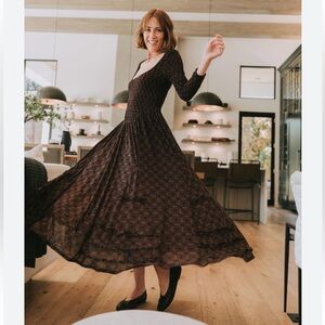 NWT Free People It’s fate Midi maxi dress brown Size small